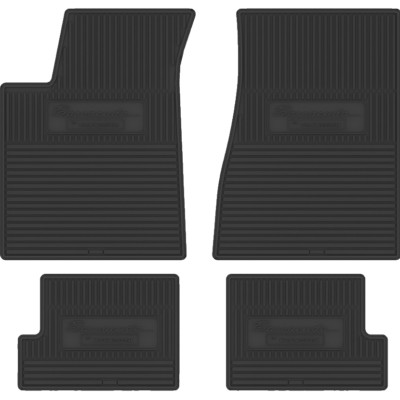 1970-74 PLYMOUTH BARRACUDA 'CUDA LOGO BLACK RUBBER FLOOR MATS SET F&R M/T
