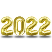 Folien Luftballon 2022 Silvester Neujahr Party Deko Ballons Zahlenballons Gold