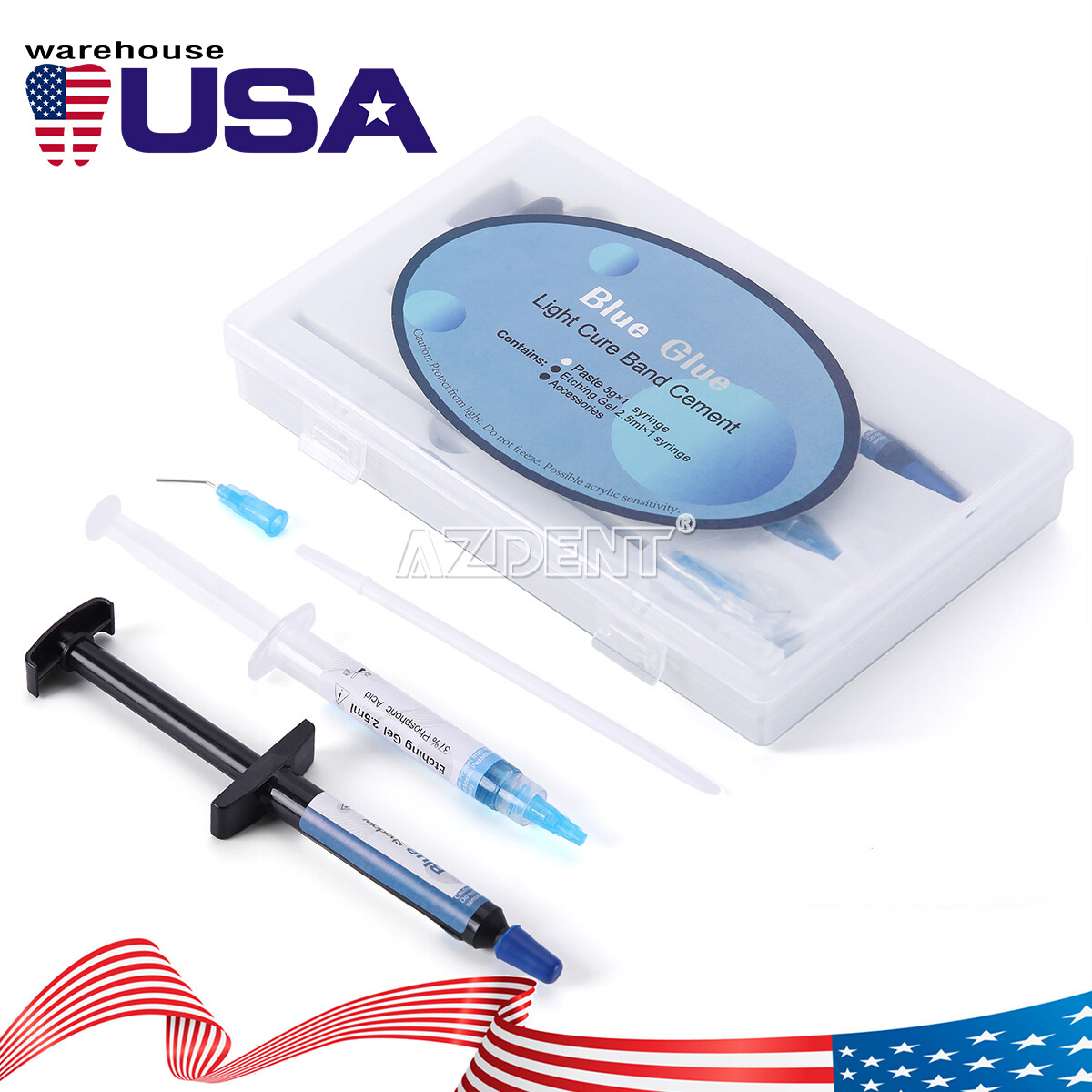 USA Dental Orthodontic Adhesive Light Cure Band Cement Shade Blue Glue