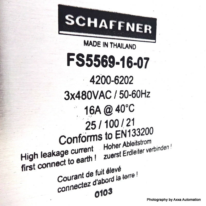 RFI Line Filter FS5569 16 07 Schaffner 16AMP 3x480VAC 50 60Hz