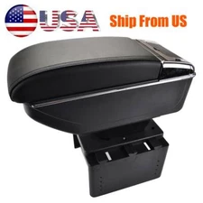 Universal Car Duel Console Comfort Armrest Central Console Box  Black PU Leather