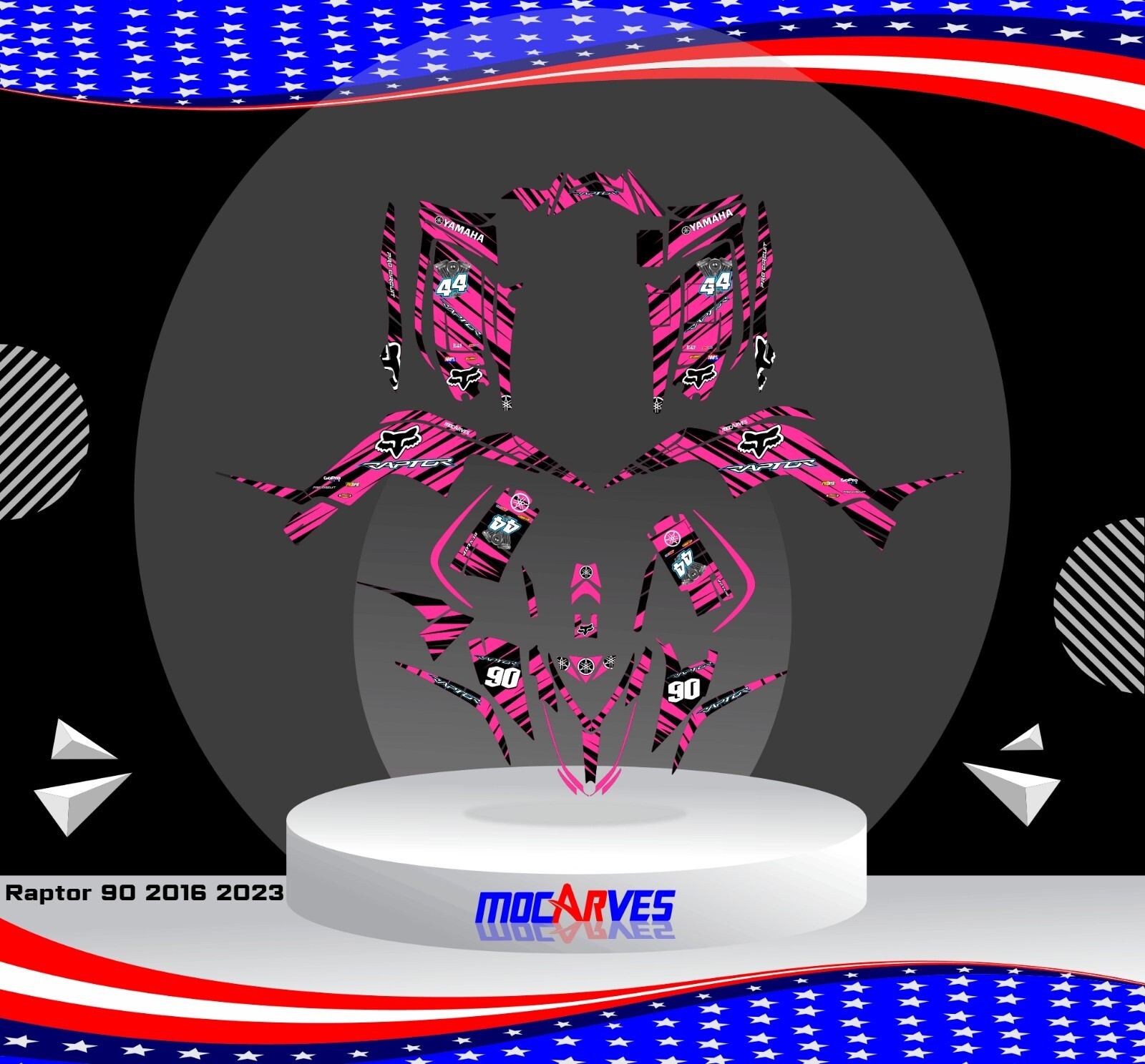 Yamaha Raptor 90 Graphic Kit 2016 to 2022 decal stickers