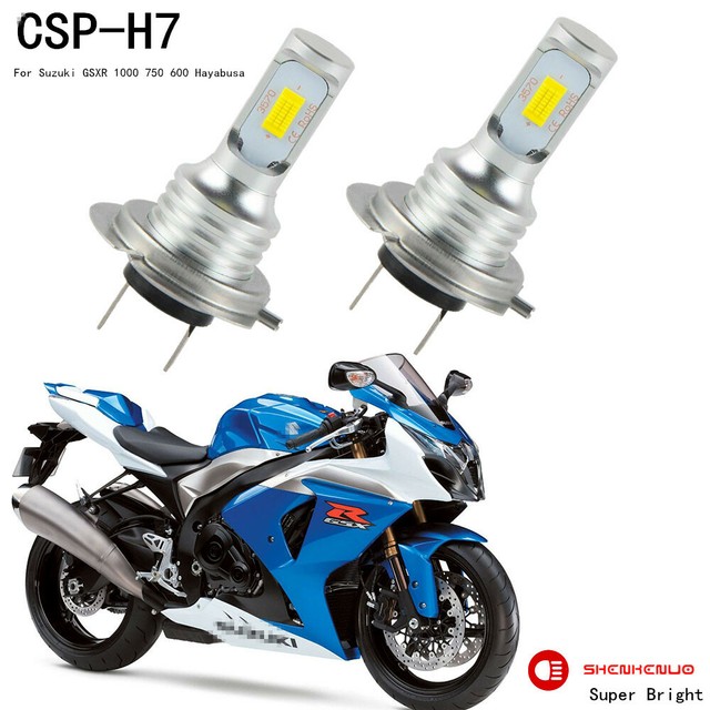 Pair H7 CSP LED Headlight Bulbs For Suzuki GSXR 1000 750 600 Hayabusa