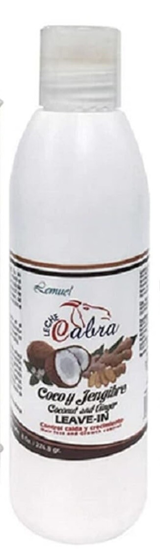 Lemuel Leche Cabra coco y jengibre sin enjuague para pérdida y crecimiento del cabello 8 oz
