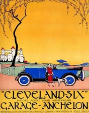POSTER CLEVELAND SIX AUTOMOBILE LUXURY CAR AMSTERDAM VINTAGE REPRO FREE S/H