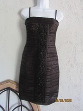 VTG BCBG MaxAzaria sz 6 little black cocktail dress club bodycon ribbon sequins