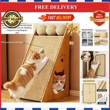 Sisal Cat Scratcher Standing Post with Hanging Ball Space Saving