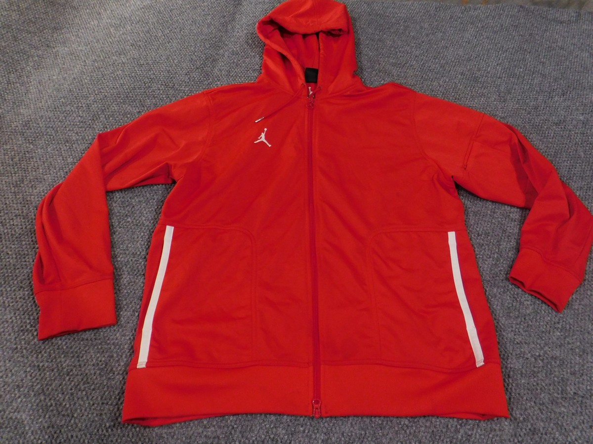 Jordan Jacket Mens Extra Large Red Full Zip Hoodie Athletic Basketball  Polyester
