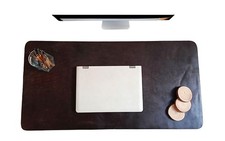 32x16 Walnut Brown Full Grain Genuine Leather Desk Mat Large Mouse Pad