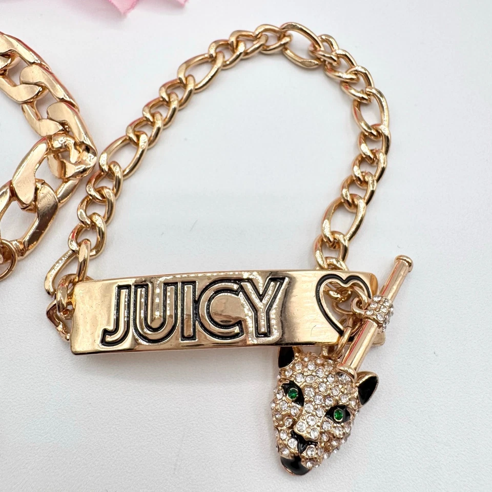 Juicy Couture Dije Pulseras Cadena Corazón Joyas León Tono Dorado Conjunto De Dos Foto 3 de 4