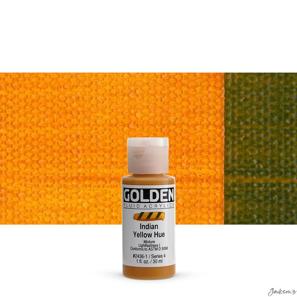 Golden Fluid Acrylic Paint High Flow 30ml 1oz Indian Yellow Hue For Artists