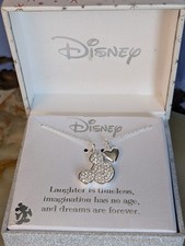 Disney Fine Silver Plated Genuine Crystal Mickey Mouse Pendent Necklace