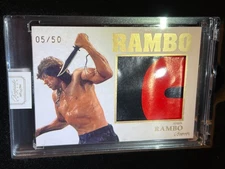 JOHN RAMBO Jumbo Relic Card #d 05/50 - Keepsake Rambo Premiere Edition