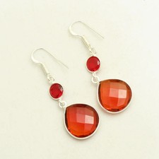 Garnet Gemstone Handmade Drop Dangle Earrings Jewelry For Women 1.76
