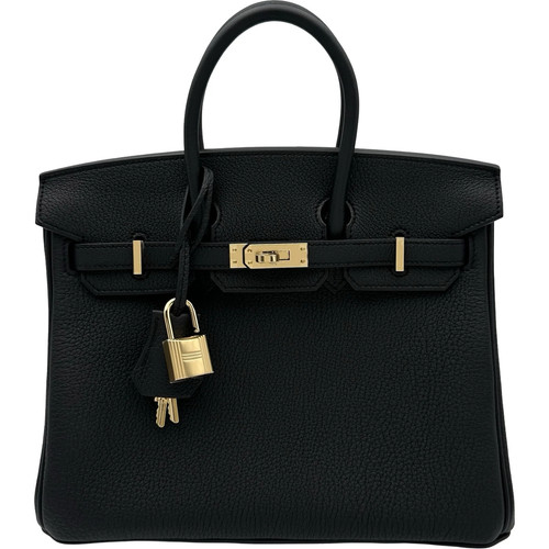 HERMES Birkin 25 Black Handbag K Stamp #OKB6084