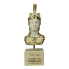 Athena Goddess Wisdom Athena Minerva Busto Statua in marmo fuso colore patina...