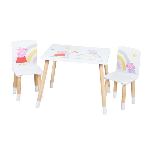 Roba Kids Kindersitzgruppe 2 StüHle + Tisch Peppa Pig - Weiß Top-image