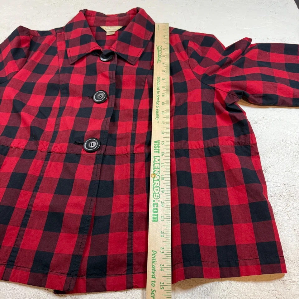 CJ Banks Women's 2X Red Black Buffalo Plaid Button Front Jacket Cotton Blend - Image 4 of 4