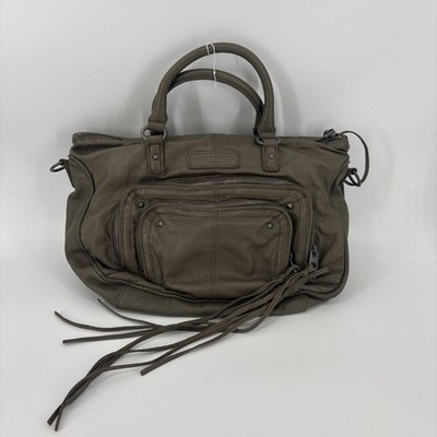 Liebeskind Berlin Soft Leather Shoulder Bag Purse Multi-Zip Slouchy Satchel Grey