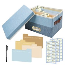Greeting Card Organizer, Linen Storage Box with 20 Removable Dividers, 84 Lab...