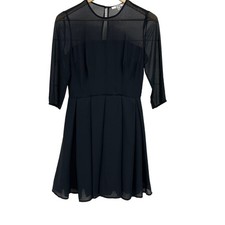 BB Dakota Black Sheer Mini Dress Open Back 3/4 Sleeve A Line Size 4