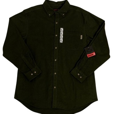 Wolverine Sutton Shirt Mens XL Dark Olive Green Heavy Brushed Cotton Outdoors