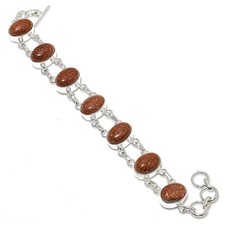 Red Sunstone Gemstone Handmade 925 Sterling Silver Jewelry Bracelet Size 7-8"