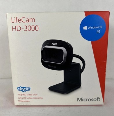 Microsoft LifeCam HD-3000 Web Cam 720p HD Widescreen Mic Video Chat Tested Works
