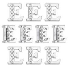 Letter Charm, 20Pcs 8mm Slide Half Rhinestone Alphabet Charm Letter E