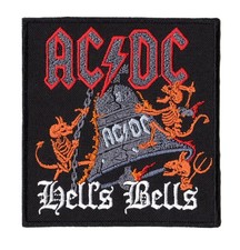 ACDC Hells Bells Patch Embroidered Sew On Skull Fire Hard Blues Rock Band Logo