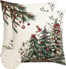  Christmas Pillow Covers 18x18 Inch,Outdoor 18" x 18" (Pack of 2) Green