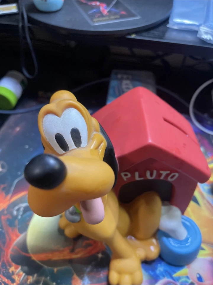 Vintage Disney Pluto and Doghouse PVC Coin Piggy Bank with Stopper Bullyland - Image 3 of 4