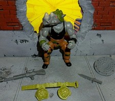 TMNT TEENAGE MUTANT NINJA TURTLES 1988 SOFT HEAD ROCKSTEADY NM-  100% COMPLETE 