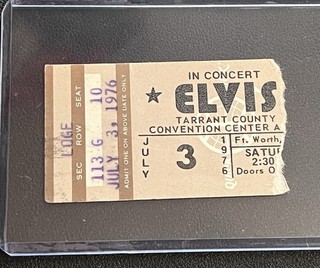 Elvis Fort Worth Texas 1976 Concert Ticket Stub / Direct From Memphis