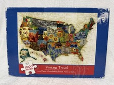Vintage Travel USA 1000 Piece Interlocking Puzzle 30x20 Complete Except 1 Piece