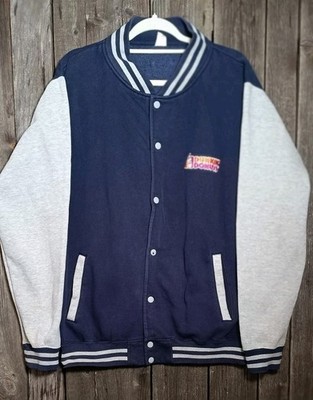 Dunkin Donuts College Jacke Gr XL Blau Grau Sweatjacke Varsity Jacket Baseball