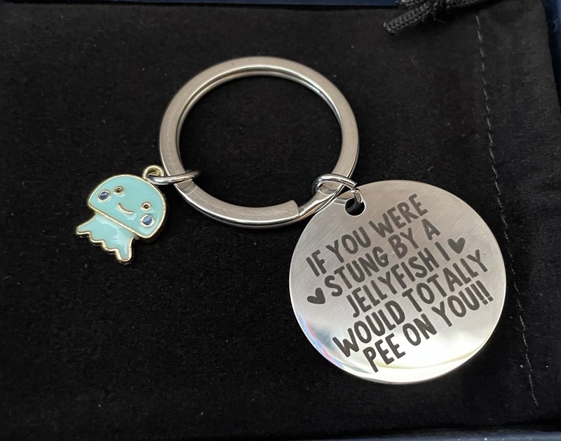 Funny Jellyfish Keychain Cute Charm “If You Were Stung” Gift for Best Friend
