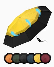 Chakipee Travel Compact Umbrella 46inch, Yellow-Double Canopy-46inch