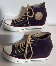 Converse All Star Lux Womens Sz 6 Shoes Black Cherry Suede Hidden Wedge Sneakers
