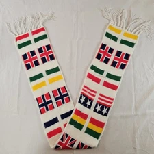Vintage Country Flags Scarf Cotton Neckwear Unisex Approx 8×60" w/ Fringe READ⬇