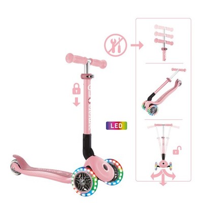 B-WARE: 437-211-2 GLOBBER JUNIOR FOLDABLE LIGHTS pastellrosa, mit Leuchtrollen