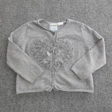 Zara Knitwear Sweater Girls 2-3 Years Gray Cardigan Rosette Heart Applique