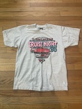 VINTAGE 90s Cruise Night St. Ignace Michigan Car Graphic T-Shirt USA Made Size L