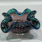 Vintage 1960s Murano Art Glass Bulicante Sommerso Bowl or Ashtray Glows 2.75"