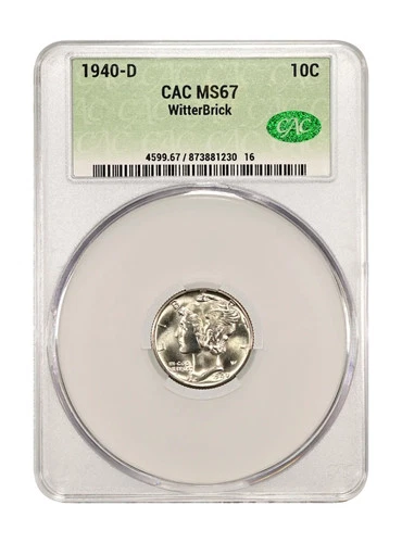 1940-D Mercury Dime, CACG MS67 WitterBrick