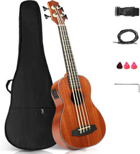 Electric Acoustic Bass Ukulele, 30 Inch Mahogany Ukelele with EQ, Professional E