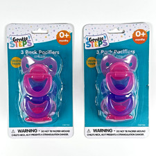 NEW 2x Gentle Steps 3 Pack Pacifiers 6 Total Silicone Nipple Pink Purple