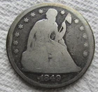 1849 Seated Liberty Silver Dollar Rare Key Date Type Coin Better Date Cleaned