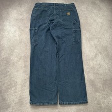 Vintage Carhartt Denim Carpenter Pants Size 34x30 Jean Dungaree Distress Blue