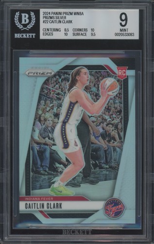 2024 Panini Prizm Silver WNBA #22 Caitlin Clark RC Rookie Mint BGS 9